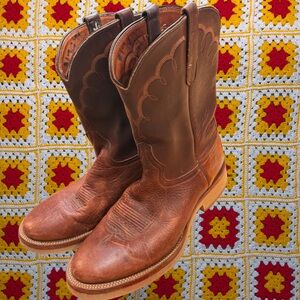 Larry Mahan Vintage Label Made in Texas Western Short Cowboy Boots Leather 11 D